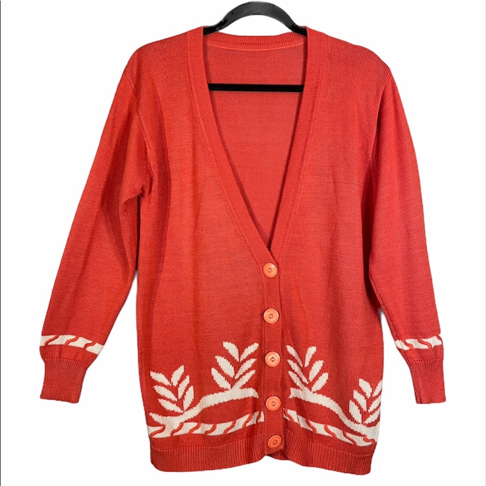 Vintage Boyfriend Cardigan Longline Knit Sweater L
